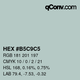 Color code: HEX #B5C9C5 | qconv.com