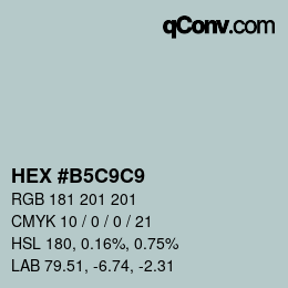 カラーコード: HEX #B5C9C9 | qconv.com