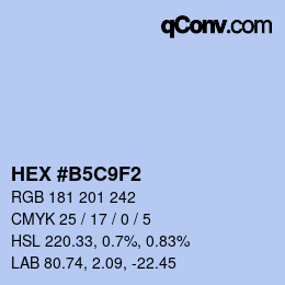 颜色代码: HEX #B5C9F2 | qconv.com