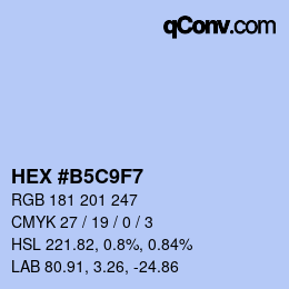 カラーコード: HEX #B5C9F7 | qconv.com