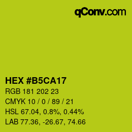 颜色代码: HEX #B5CA17 | qconv.com