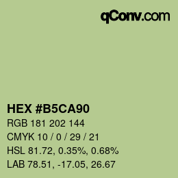 カラーコード: HEX #B5CA90 | qconv.com