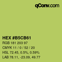 カラーコード: HEX #B5CB61 | qconv.com