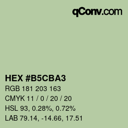 カラーコード: HEX #B5CBA3 | qconv.com