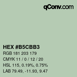 Color code: HEX #B5CBB3 | qconv.com