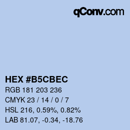 Color code: HEX #B5CBEC | qconv.com