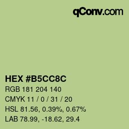 Color code: HEX #B5CC8C | qconv.com