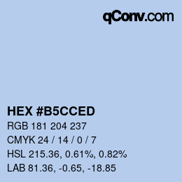 颜色代码: HEX #B5CCED | qconv.com