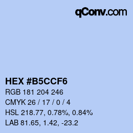 カラーコード: HEX #B5CCF6 | qconv.com