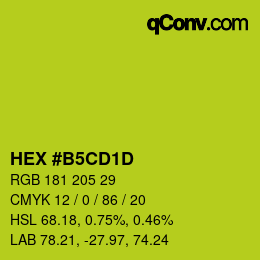 Color code: HEX #B5CD1D | qconv.com