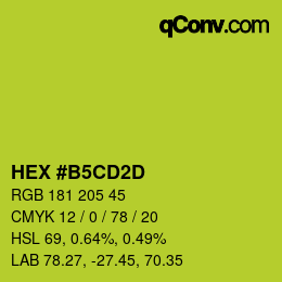 颜色代码: HEX #B5CD2D | qconv.com