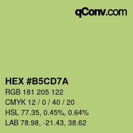 颜色代码: HEX #B5CD7A | qconv.com