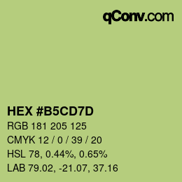 Color code: HEX #B5CD7D | qconv.com
