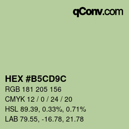 Color code: HEX #B5CD9C | qconv.com