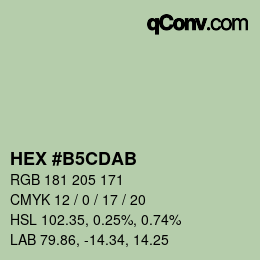 カラーコード: HEX #B5CDAB | qconv.com