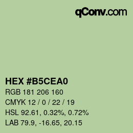 颜色代码: HEX #B5CEA0 | qconv.com