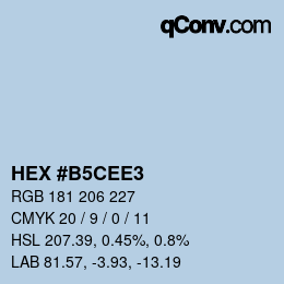 Color code: HEX #B5CEE3 | qconv.com