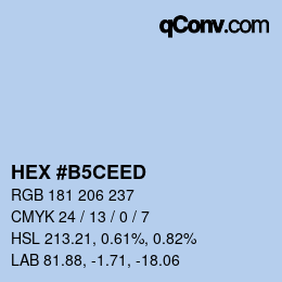 カラーコード: HEX #B5CEED | qconv.com