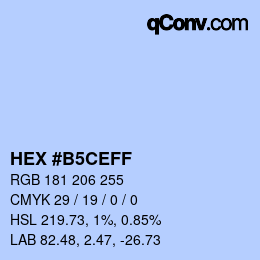 カラーコード: HEX #B5CEFF | qconv.com