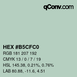 Color code: HEX #B5CFC0 | qconv.com