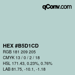 カラーコード: HEX #B5D1CD | qconv.com