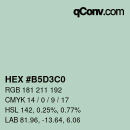 カラーコード: HEX #B5D3C0 | qconv.com