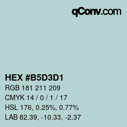 颜色代码: HEX #B5D3D1 | qconv.com