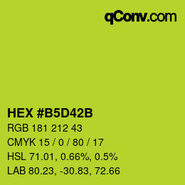 颜色代码: HEX #B5D42B | qconv.com
