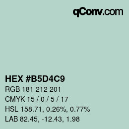 颜色代码: HEX #B5D4C9 | qconv.com