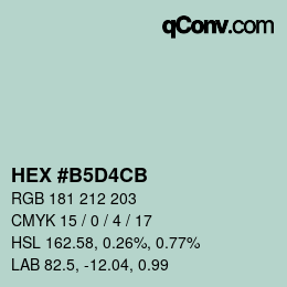 颜色代码: HEX #B5D4CB | qconv.com