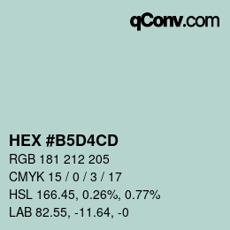 颜色代码: HEX #B5D4CD | qconv.com