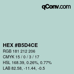 颜色代码: HEX #B5D4CE | qconv.com