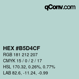 カラーコード: HEX #B5D4CF | qconv.com