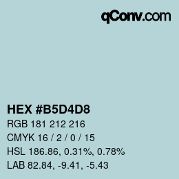 カラーコード: HEX #B5D4D8 | qconv.com