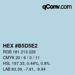 Farbcode: HEX #B5D5E2 | qconv.com