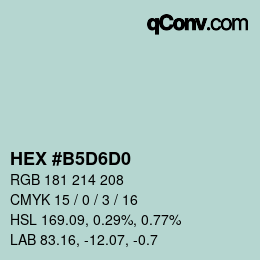 Color code: HEX #B5D6D0 | qconv.com