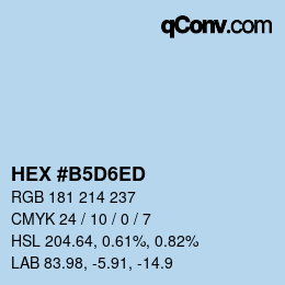 颜色代码: HEX #B5D6ED | qconv.com