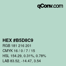カラーコード: HEX #B5D8C9 | qconv.com