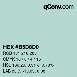カラーコード: HEX #B5D8D0 | qconv.com