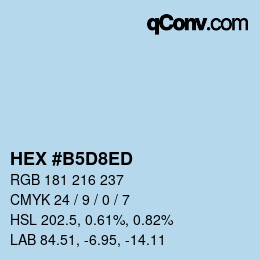 颜色代码: HEX #B5D8ED | qconv.com