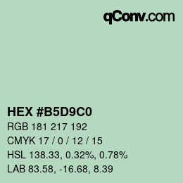 颜色代码: HEX #B5D9C0 | qconv.com