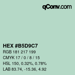 颜色代码: HEX #B5D9C7 | qconv.com