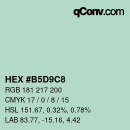 颜色代码: HEX #B5D9C8 | qconv.com