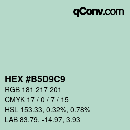 カラーコード: HEX #B5D9C9 | qconv.com