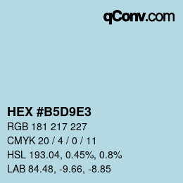 颜色代码: HEX #B5D9E3 | qconv.com