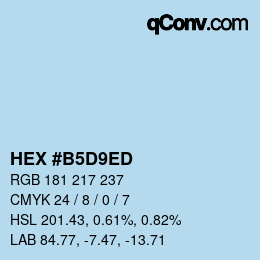 カラーコード: HEX #B5D9ED | qconv.com