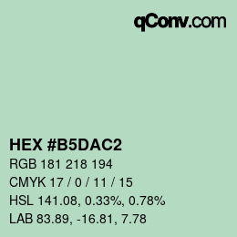 カラーコード: HEX #B5DAC2 | qconv.com