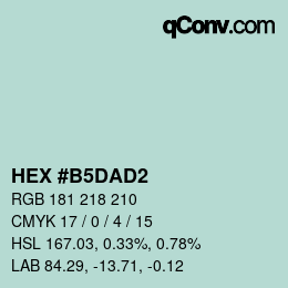 カラーコード: HEX #B5DAD2 | qconv.com