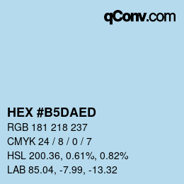 カラーコード: HEX #B5DAED | qconv.com