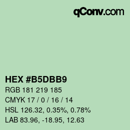 カラーコード: HEX #B5DBB9 | qconv.com